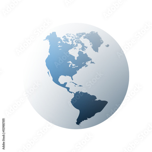 Earth Globe Design - Global Business, Technology, Globalization Concept, Vector Template - Isolated In White Background - South and North America, Atlantic, Pacific Side