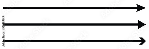 Horizontal long straight arrow signs.  pointer, direction, position symbol and double arrow icon isolated on white background. Vector Illustration.