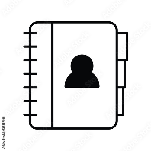 contact book glyph icon with white background vector stock illustration