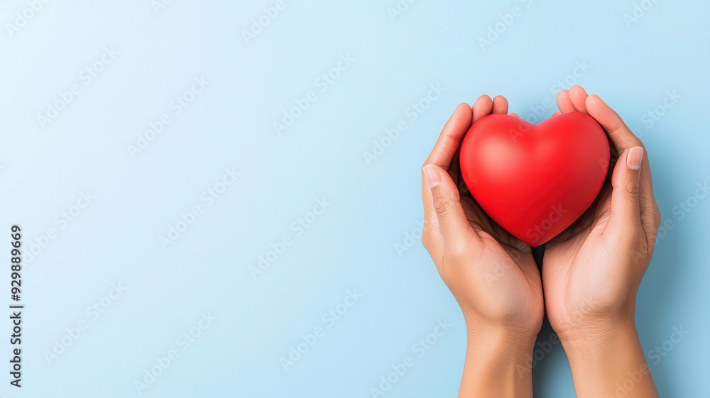 Fototapeta premium Hands holding a heart, World Mental Health Day, USA theme, world mental health day symbol
