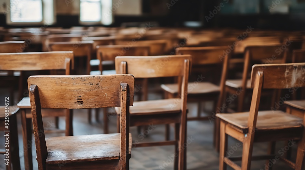 Empty Modern Classroom In the School Interior, Back to School Concept Book, Chair, table 3D Render. Empty Modern Classroom In the School Interior, Back to School Concept Book, Chair, table 3D Render.