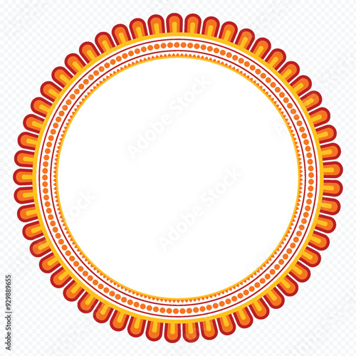 Durga Puja, Sale. Tag, Poster, Png. Background, Frame, Border, Ornate Circular Frame with Floral Patterns
