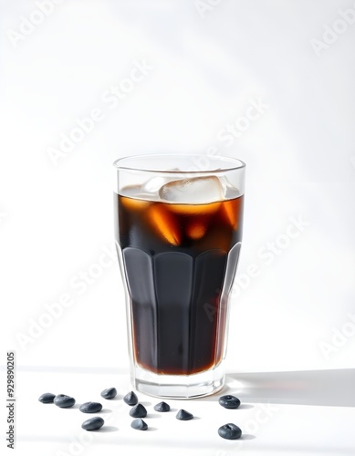 cup of ice drink with lemon, glass of cold drink, Cola with ice , Long Island iced tea isolated on white background