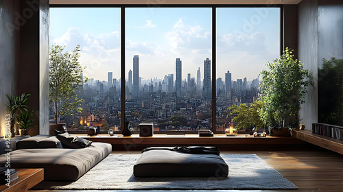 Modern living room with a c...