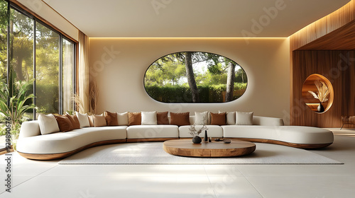 Modern living room with a c...