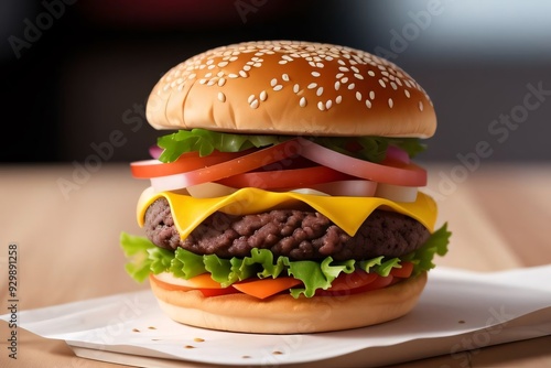 hamburger on a black background