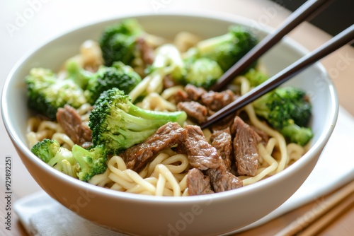 Delicious Chinese Beef and Broccoli Noodles for Foodie and Restaurant Use Generative AI