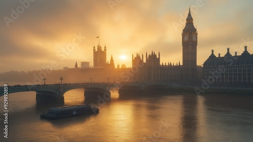 London Sunset with Big Ben and Houses of Parliament