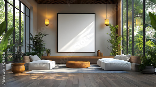 Modern living room with nat...