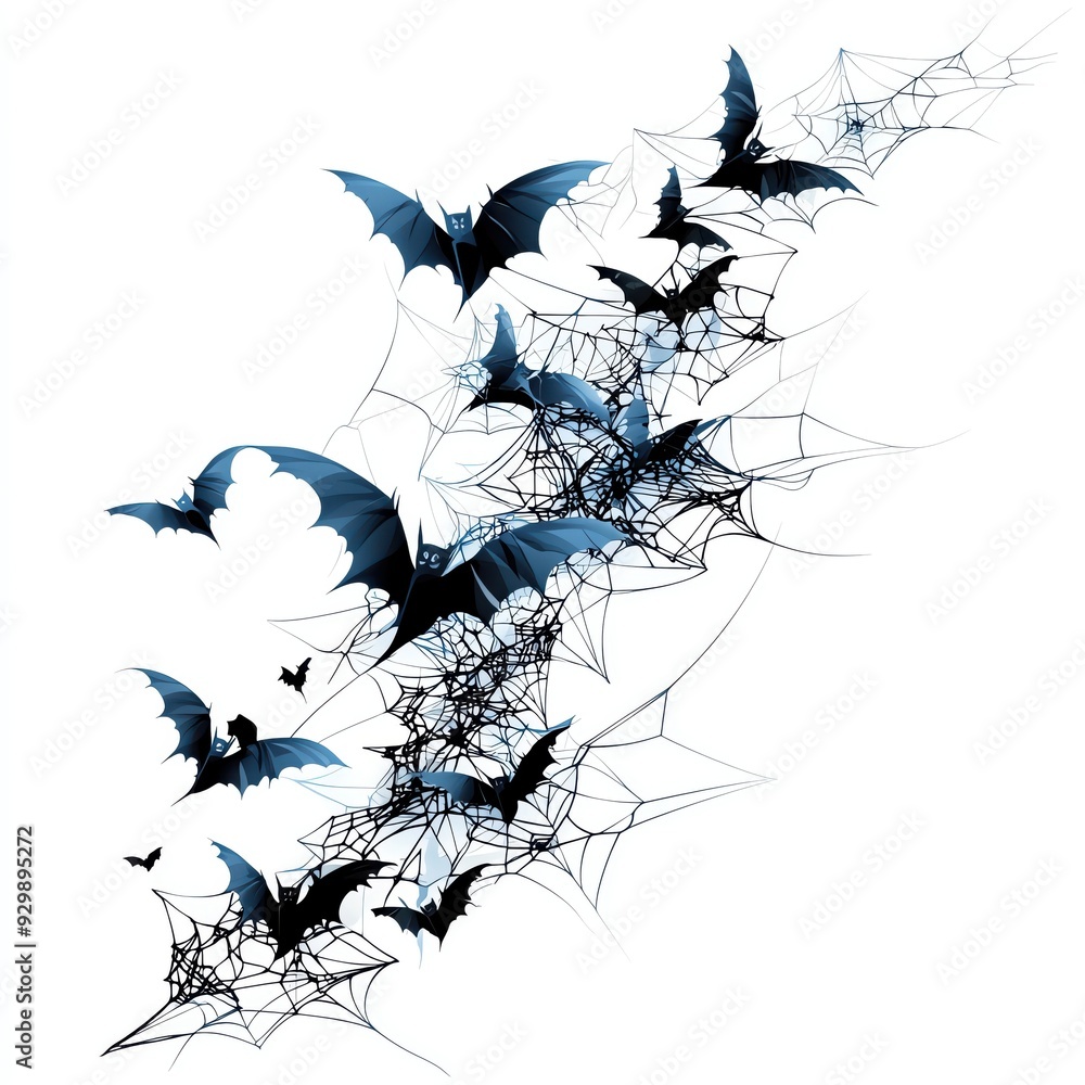 Fototapeta premium A hauntingly beautiful design featuring bats and spiderwebs, perfect for Halloween or spooky themed projects.