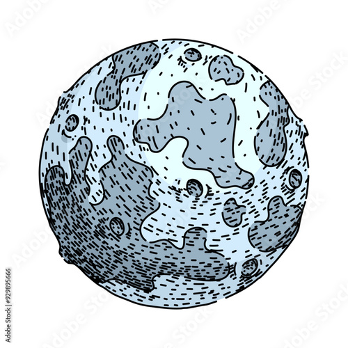 orbit moon hand drawn. tides surface, exploration landing, Apollo satellite orbit moon vector sketch. isolated color illustration photo