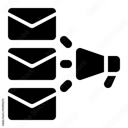 broadcast email, email broadcasting, email marketing, campaign, email, bulk mail, mass email solid or glyph icon