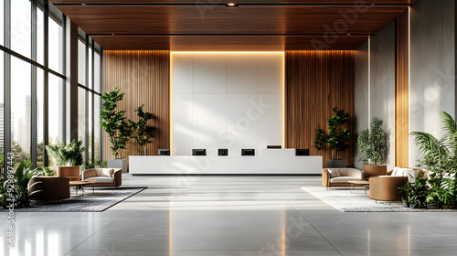 Wallpaper Mural Modern lobby with seating and natural elements. Torontodigital.ca