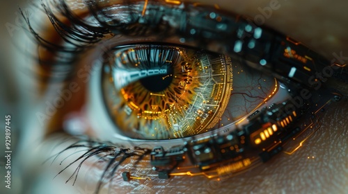 Equipped with an intricate microchip, the robotic human eye is a testament to the incredible fusion of artificial intelligence and human vision. photo