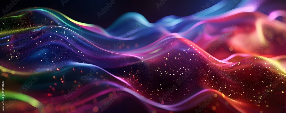 Abstract Wavy Surface with Shimmering Lights Abstract Wavy Surface with Shimmering Lights