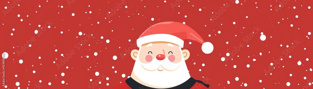 Kawaii holidays, cute Christmas, cartoon Santa, happy holidays, flat design illustration Kawaii holidays, cute Christmas, cartoon Santa, happy holidays, flat design illustration