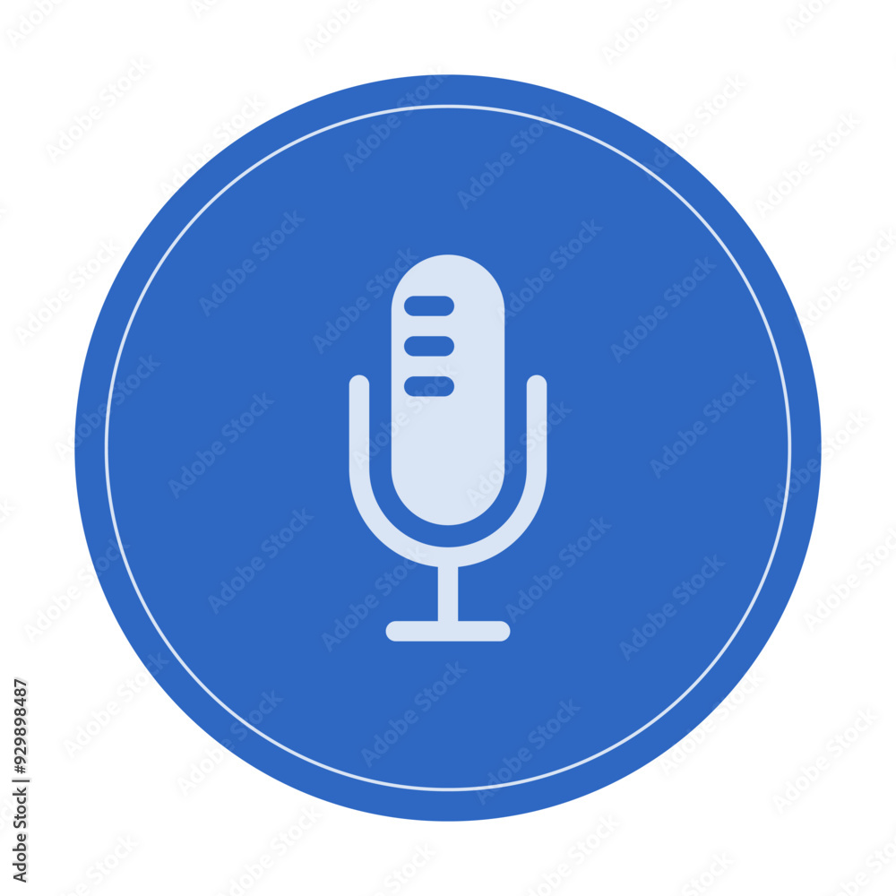 Microphone icon. Voice message, voice recorder, Voice Message icon modern flat vector image on blue background . Voice chat icon. Podcast Microphone. Audio message Microphone icon. Voice message, voice recorder, Voice Message icon modern flat vector image on blue background . Voice chat icon. Podcast Microphone. Audio message