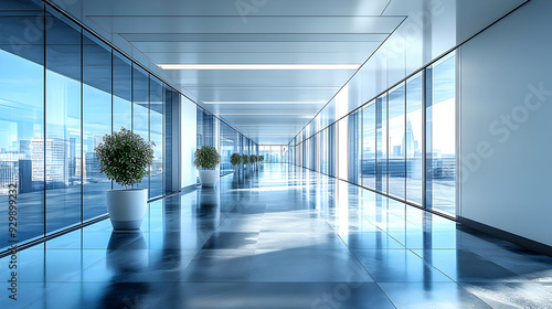 Modern office corridor with...
