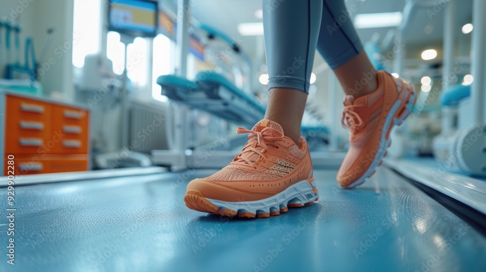 Close-up of a Runner's Foot on a Treadmill Close-up of a Runner's Foot on a Treadmill