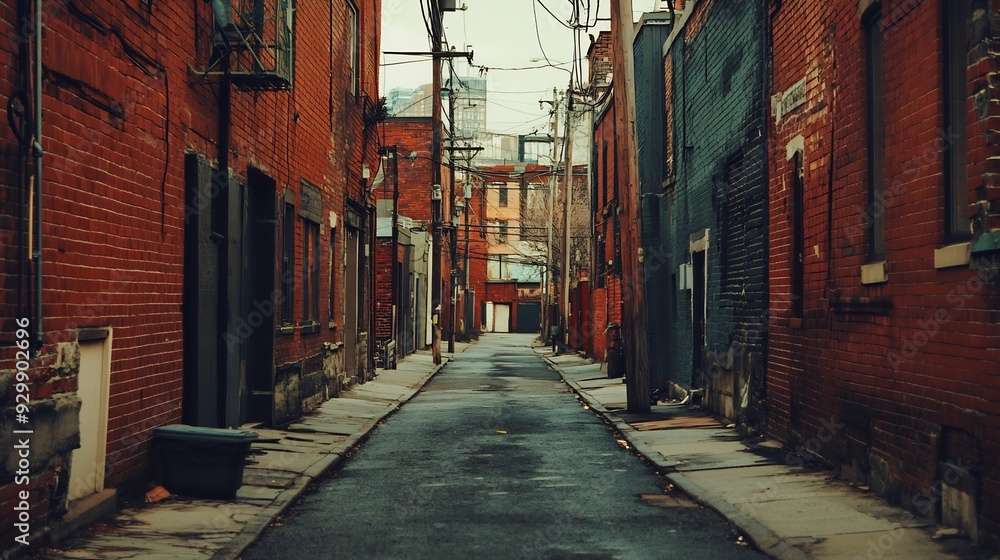 Fototapeta premium A Narrow Brick Alleyway in a City