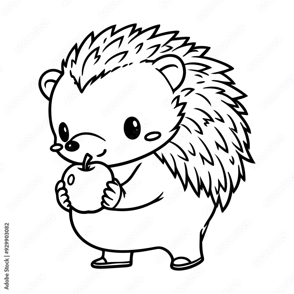 A hedgedog holding an apple A hedgedog holding an apple