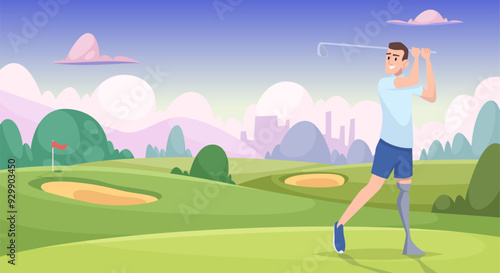 Disabled sport. Fitness people in gym disabled athletes activities exact vector cartoon background