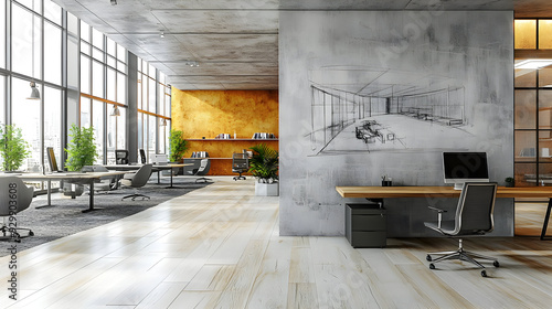 Wallpaper Mural Modern office interior with open spaces and natural light. Torontodigital.ca