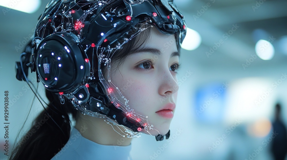 Cyberpunk Woman in Helmet