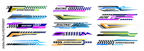 Vinyl stripes. Sport cars wrap design templates vehicles emblem race badges recent vector sport set