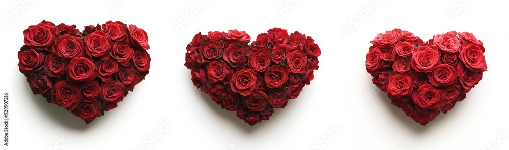 Collection of red roses flowers on transparent background with a collection of heart shapes Collection of red roses flowers on transparent background with a collection of heart shapes