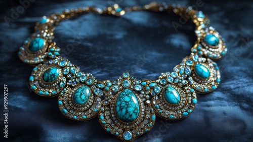 Luxury turquoise stones necklace 