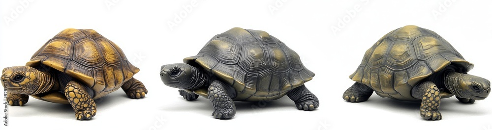 Obraz premium On a transparent background, a group of turtles is isolated