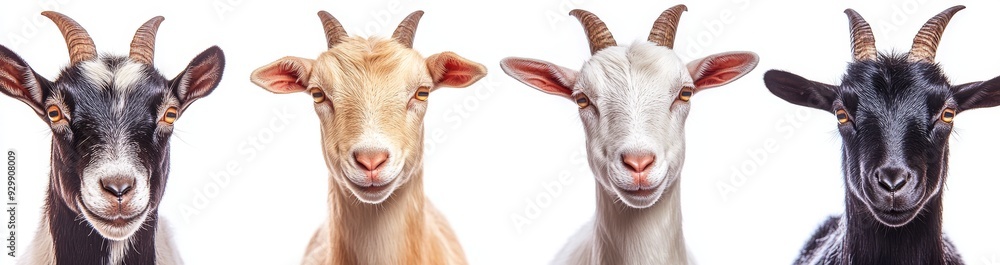 Fototapeta premium Standing goats isolated on a transparent background