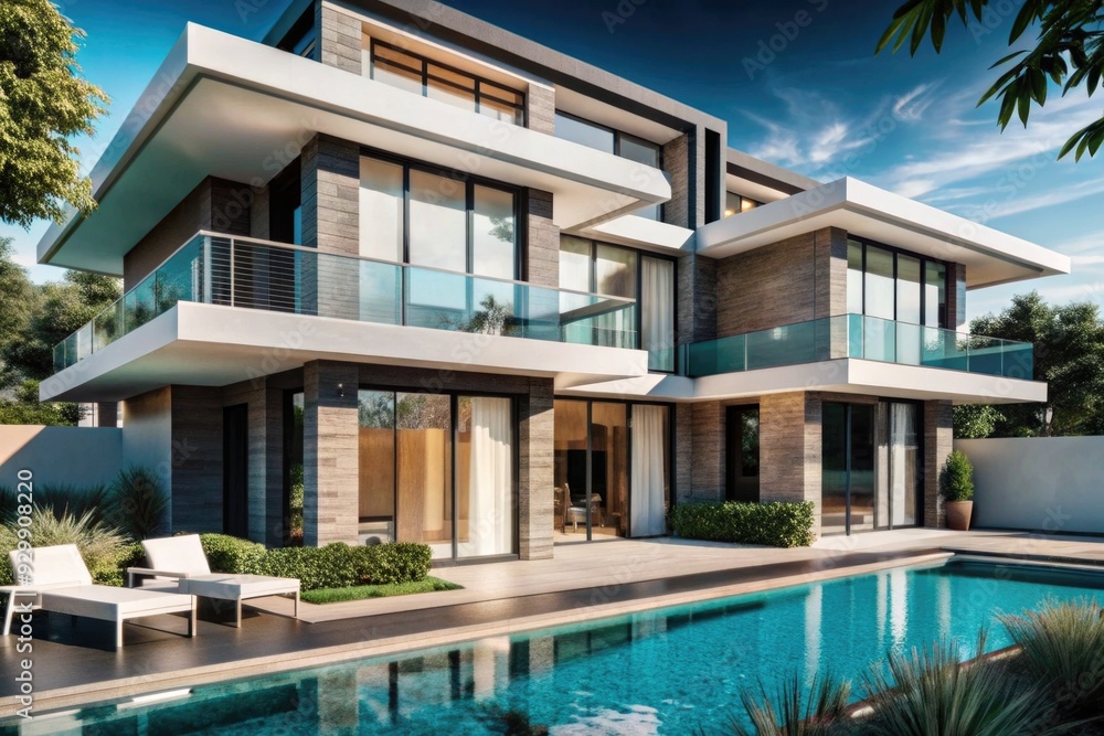 modern house with garden and sky, sunset, modern house exterior design modern house with garden and sky, sunset, modern house exterior design