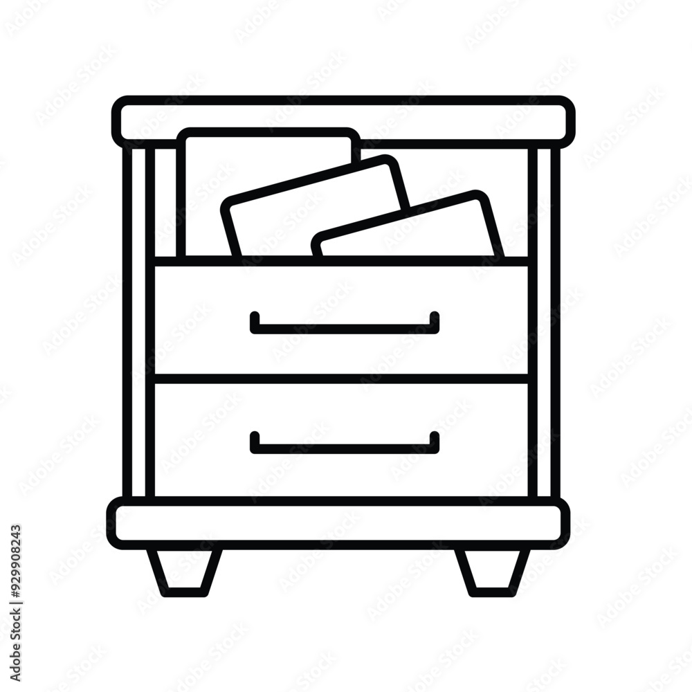 drawer line icon with white background vector stock illustration drawer line icon with white background vector stock illustration