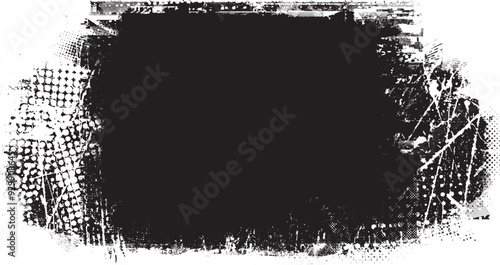 Glitch distorted grange shape . Noise grungy logo . Trendy defect error shapes . Glitched frame .Grunge textured . Distressed effect .Vector shapes