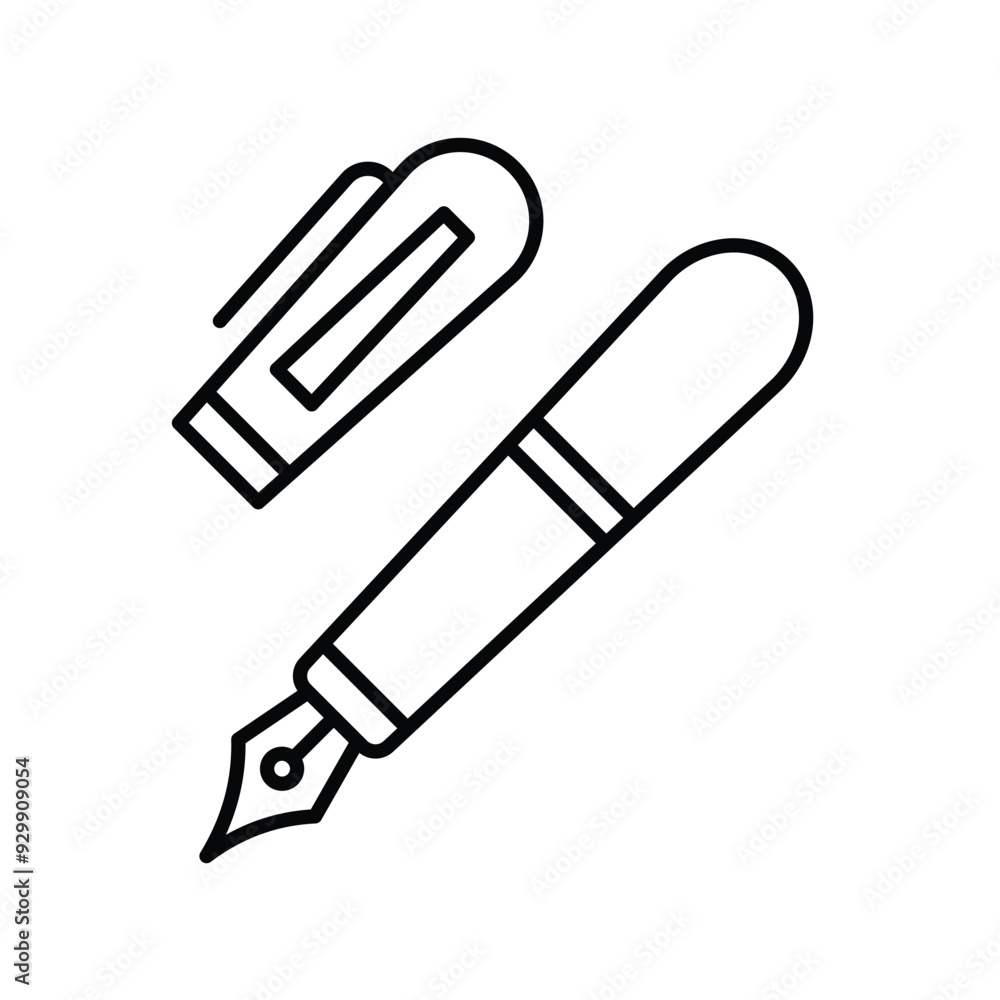 fountain pen line icon with white background vector stock illustration fountain pen line icon with white background vector stock illustration
