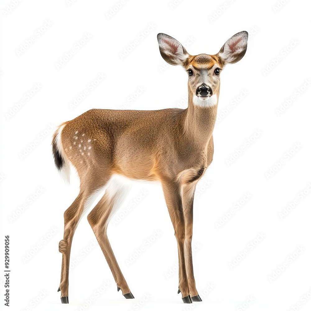 Fototapeta premium A deer standing on a white, transparent background
