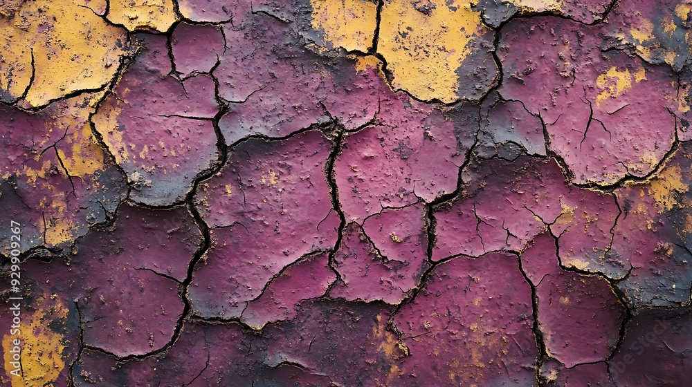 Abstract Background with Cracked Purple and Yellow Texture Abstract Background with Cracked Purple and Yellow Texture
