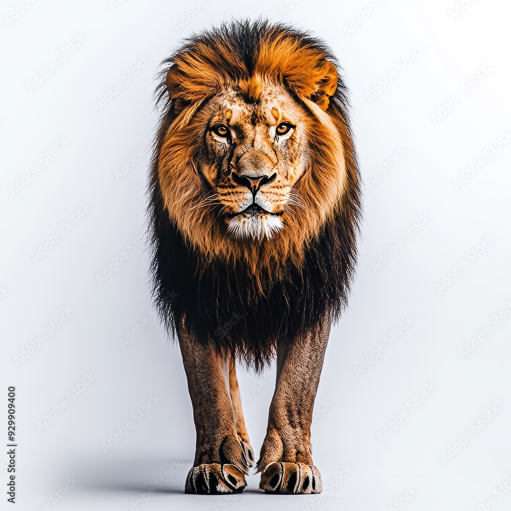 Obraz premium Isolated portrait of a lion on a white background