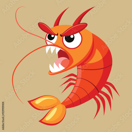 Angry cartoon shrimp