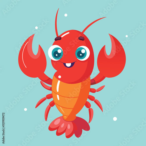 Charming Lobster Cartoon Vector for Kids Rooms