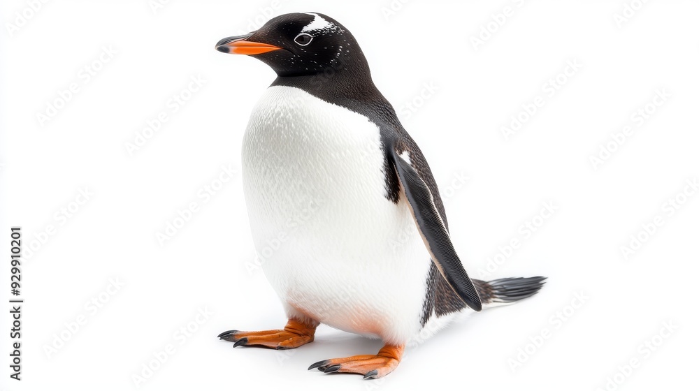 Naklejka premium Isolated on a transparent background, an Emperor penguin bird stands