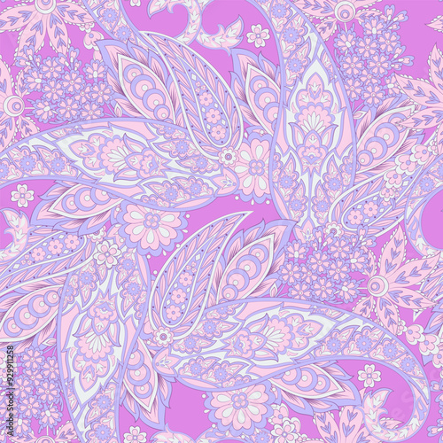 Paisley seamless floral vector pattern. Vintage background in batik style