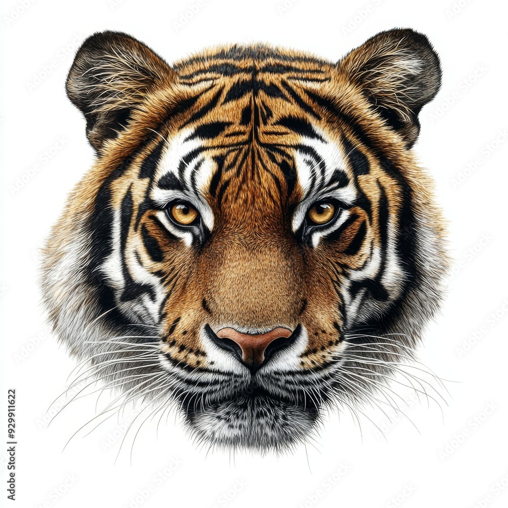 Head shot of a Bengal tiger isolated on a transparent background (PNG) Head shot of a Bengal tiger isolated on a transparent background (PNG)