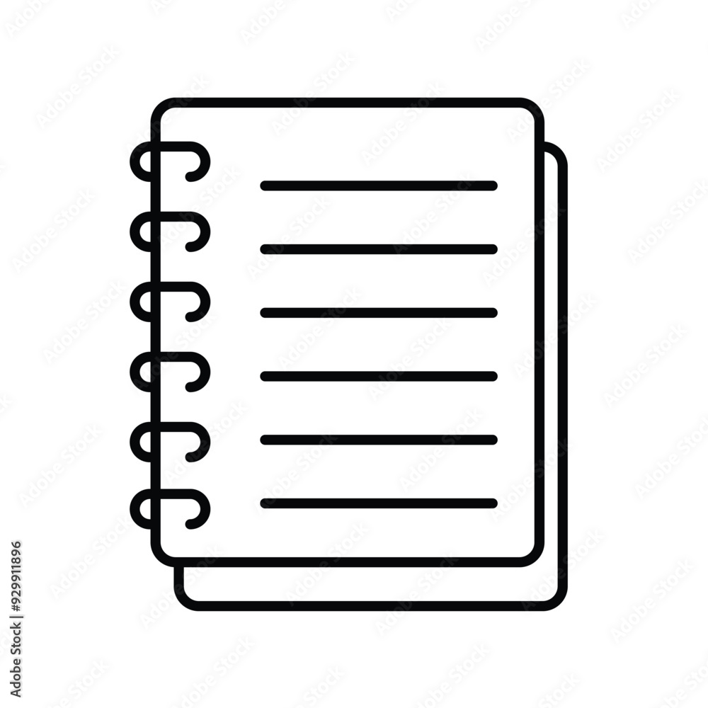 notebook line icon with white background vector stock illustration notebook line icon with white background vector stock illustration