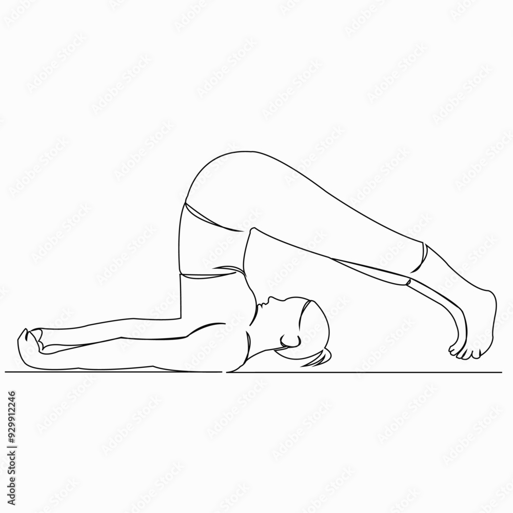 One continuous single drawn line art doodle yoga, exercise, pose, female, people, asana. isolated image hand-drawn contour on a white background One continuous single drawn line art doodle yoga, exercise, pose, female, people, asana. isolated image hand-drawn contour on a white background