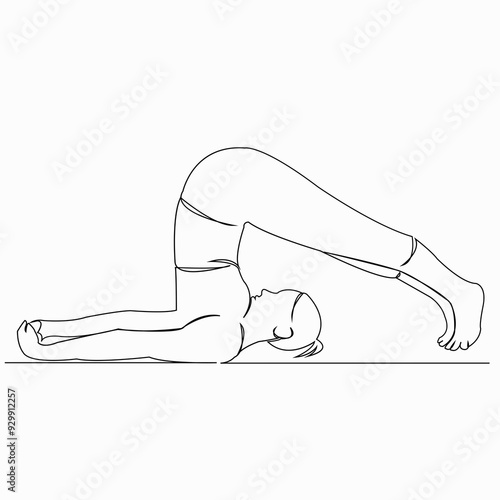 One continuous single drawn line art doodle yoga, exercise, pose, female, people, asana. isolated image hand-drawn contour on a white background