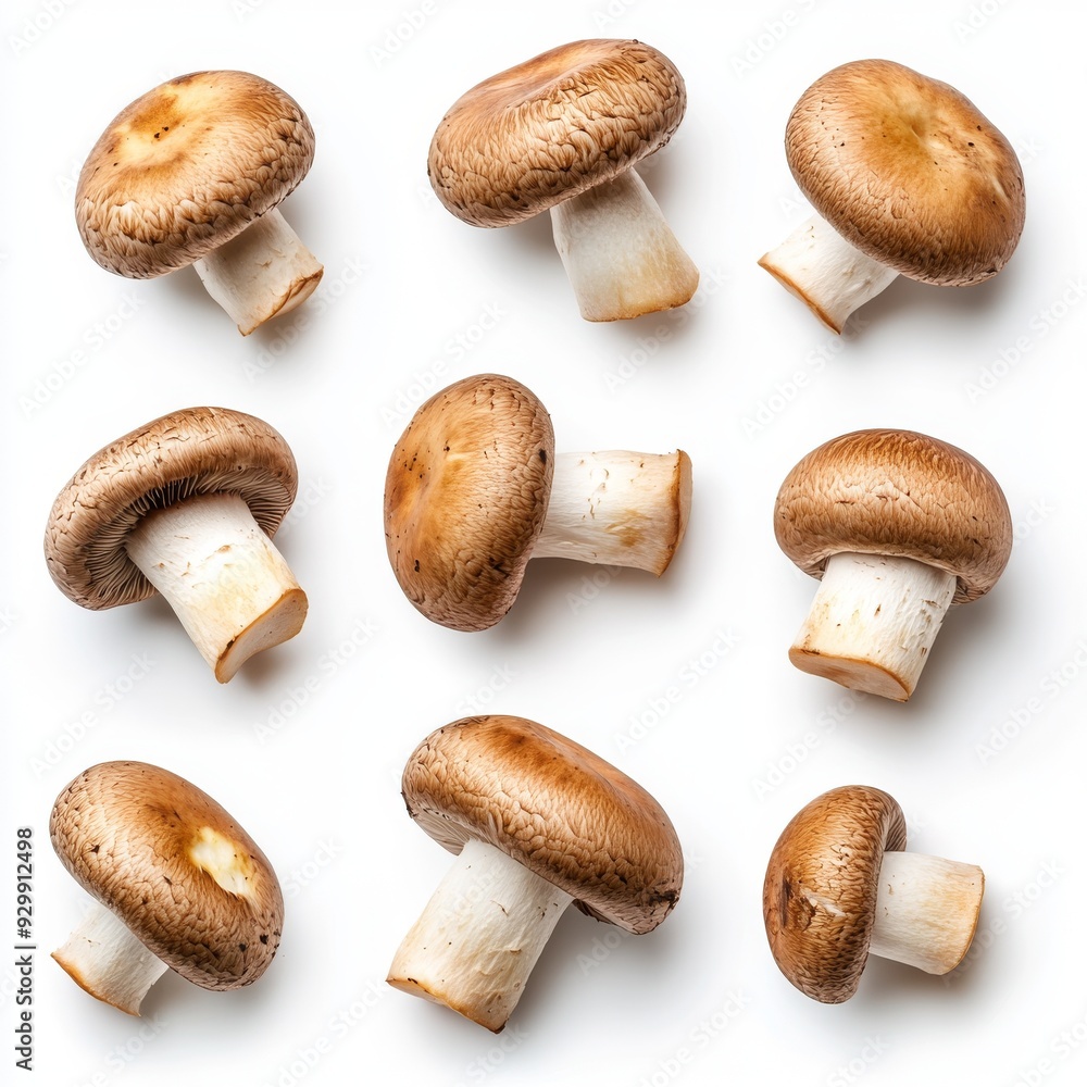 Isolated fresh champignon mushrooms on a transparent background Isolated fresh champignon mushrooms on a transparent background