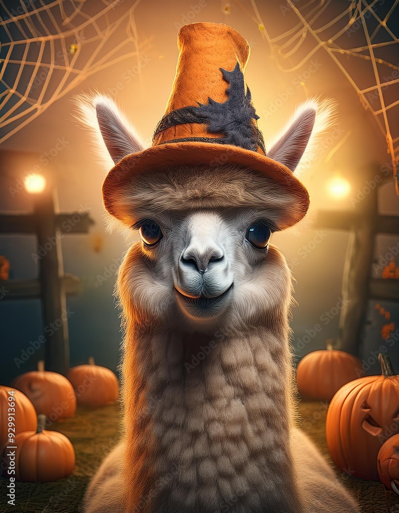 Fototapeta premium Halloween lama in the night 